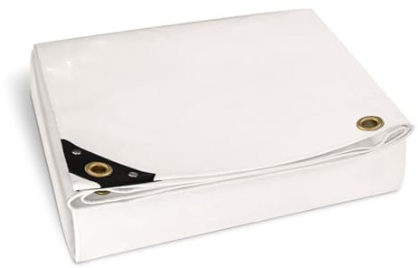 NEMAXX® Premium Abdeckplane Wasserdicht [400x500cm] – UV Beständige [650 g/m²] LKW Plane mit Ösen, PVC Gewebeplane für Holz, Garten, Dach & BAU – Winterfeste Schutzplane – Weiß – 20m²