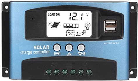 Regulador Carga Solar, Fydun MTTP Controlador de Carga Solar Panel Cargador de batería Inteligente regulador con Pantalla LCD y Doble Puerto USB para el ar Industria(60A)