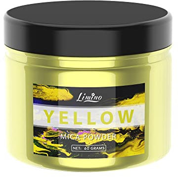 Epoxidharz Farbe - 60g Gelb Metallic Mica Pulver Glitter Seifenfarbe Pigmentpulver für Epoxy Resin Farbe, Seifenherstellung - Natürliches Mica Powder Harz Farben für Epoxidharz, Lipgloss, Slime