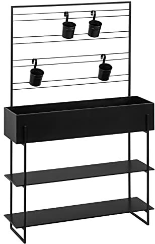Dehner Hochbeet Provence mit Dekofläche, ca. 160 x 100 x 30 cm, Metall, schwarz