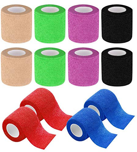 tonyg-p 12 Stück Selbstklebender Bandage Kohäsive Bandage, Elastischer atmungsaktiver Tierarztwickelband für Stretch-Sportler, Sport, Handgelenk, Knöchel, 5cm * 4,5m