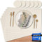 Mahewa® 6er Set Premium Tischset aus Kunstleder - Platzset abwaschbar und wasserdicht - Platzdeckchen Telleruntersetzer in Lederoptik (Cremebeige, Eckig)
