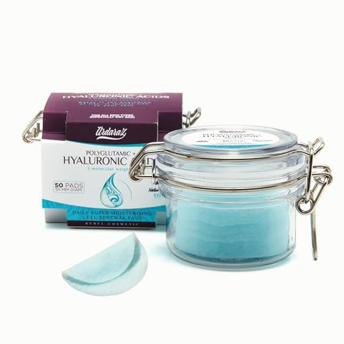 Ardaraz Cell renewal Cotton Pads with Hyaluronic and Polyglutamic Acid. Pre Saturated Face Peel Pads. Volume and Anti-wrinkle effect. Soft exfoliating pads for daily use. 50 units