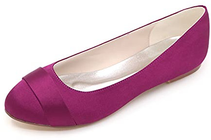 Scarpe da Sposa Sandali da Sposa da Donna Punta Chiusa in Raso Piatte Scarpe da Ballo Ballerine,Viola,37 EU