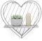 SUMGAR Floating Shelves Grey Metal Wire Wooden Heart Shelf for Wall Mounted Hanging Bathroom Bedroom Kitchen Living Room Office Toilet Storage Picture Plant Display Organiser Unit Small