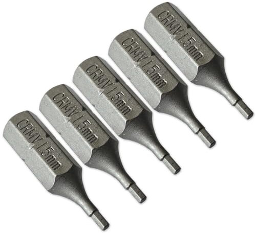 Jeu 5 Embouts de Vissage 6 PANS 1.5 mm - Court 25 mm - Entrainement 6 PANS 1/4 pour Visseuse ou Tournevis porte-embout