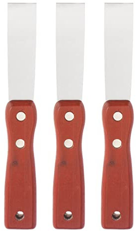sourcing map Putty Scraper 1 Stainless Steel Putty Knife Wooden Handle for Drywall Puttying 3Pcs