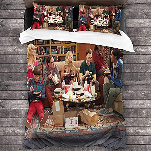 ANSSON The Big Bang Theory Bettwäsche 135x200cm Set + 2 Kissenbezug Sheldon Leonard Bettbezug Mikrofaser Bettdecken Bezug für Erwachsene (135x200cm+80x80cmx2, Sheldon3)
