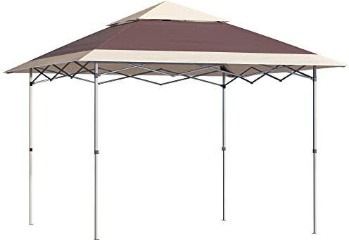 Outsunny Faltpavillon Pop-Up-Zelt Gartenpavillon Rollentasche Oxford-Gewebe 3,6 x 3,6 m Dunkelbraun + Khaki