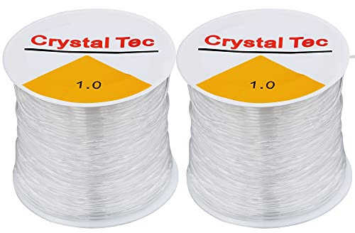 TRIXES 20M Clear Elastic Spool x2 – 1mm Strong & Stretchy Cord for Beading & DIY Jewellery Making – Thread Beads, Crystals or Clay onto this Nylon String to Create a Bracelet Necklace Anklet Ring