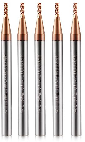 1.5mm CNC Fräser Schaftfräser Hartmetall 4 Schneiden, 5 Stücke TiSiN Coat Spiralfräser Bit VHM Bohraufsätze Mit 4 Rillen,55 HRC Schneide Schaftfräsersatz Drill für Aluminiumlegierung, Stahl, Kupfer