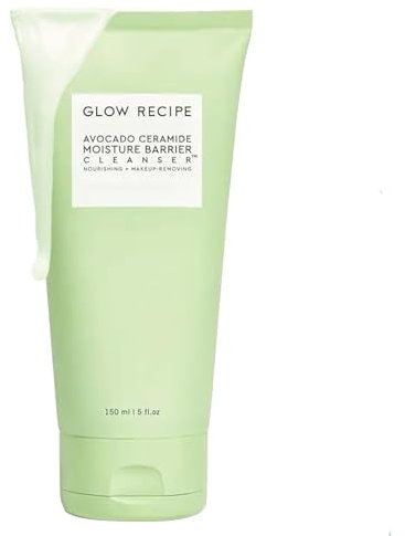 Glow Recipe Avocado Cleanser Gesichtsreiniger mit Feuchtigkeitsbarriere und Avocado-Ceramid, feuchtigkeitsspendender Gesichtsreiniger für trockene Haut, täglicher Make-up-Entferner und sanfte