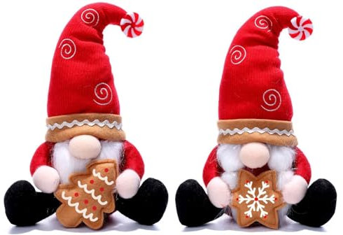 XNSHUN 2er Set Weihnachtsdeko Wichtel Figuren, Handgemachte Weihnachtswichtel, Santa Tomte Gnom Zwerg, Wichtel Dekoration Weihnachtsmann Für Weihnachten Deko (L)