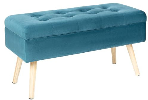 Hawthyhome Sitzbank mit Stauraum 80 × 35 × 43 cm, Sitztruhe mit Aufbewahrungsbox Truhenbank Samt Polsterbank mit Holzbeine für Flur Wohnzimmer Schlafzimmer Grün