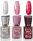 Glitter Nail Polish Set - Sliver Pink Red Nail Varnish Set - 3Pcs Sparkly Shinny Natural Look Quick Dry Nail Varnish Gift Set DIY Long Lasting
