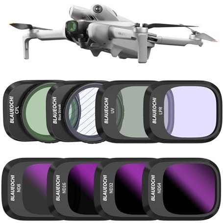 BLAUEOCHI ND CPL-Filter-Set für DJI Mini 4 Pro, 8 Stück, UV, CPL, LPR, BS, ND8, ND16, ND32, ND64 Polarisator-Neutraldichte-Spezialeffekt-Drohnenobjektivfilter, mehrfach beschichtetes optisches