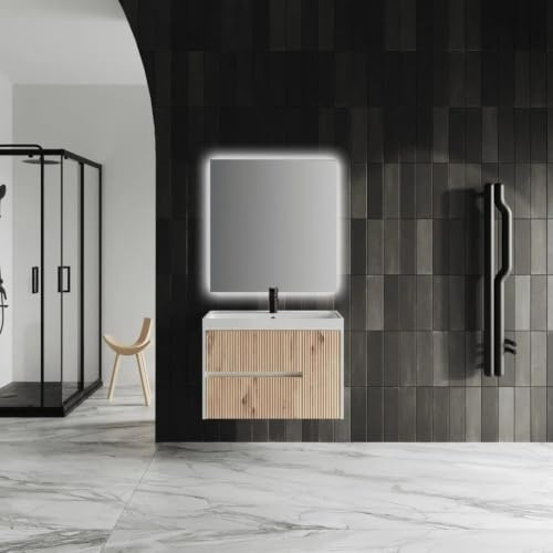 KIAMAMI VALENTINA - Möbelset für das Badezimmer in 80cm goldeiche geriffelt | Cortina