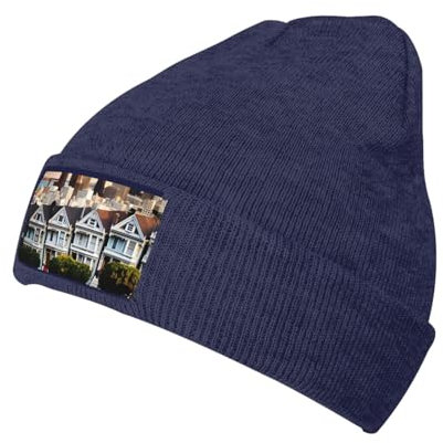 San Francisco Strickmütze Strickmütze Strickmütze Täglich Strickmütze Herren Unisex Winter Beanie Mütze Frauen Kappe Warme Weiche Kappen, marineblau, One size