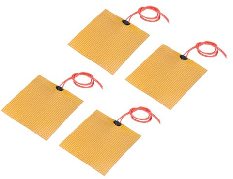 sourcing map Heizfolie Heizplatte, 12V 25W Polyimid Heizmatte, selbstklebende PI Heizelemente Folie 100mmx100mm Heizstreifen für konstante Temperatur, Packung mit 4 Stück