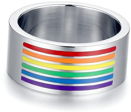 Holibanna Edelstahl Regenbogen Ring Drehbar Lgbt Schmuck Für Schwule Lesben Pride Party