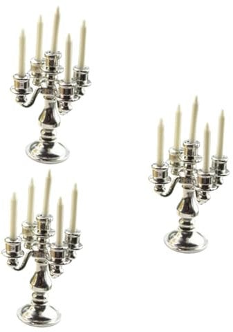 IMIKEYA 3 Pcs Miniature Scene Model Candelabra Candle Cake Topper Miniture Decoration Mini Accessories Miniature Candle Holder Dollhouse Furniture Mini House Ornament Child Doll House Food
