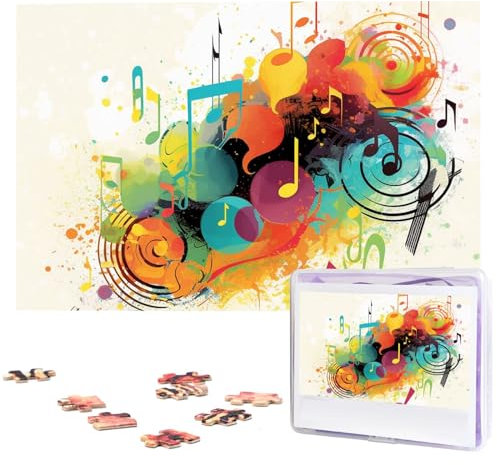 1000 Piece Puzzle - Abstract Music Themed Puzzles for Adults Challenging Jigsaw Puzzle Personalized Picture Puzzle Wooden Jigsaw Puzzles 29.5 x 19.7