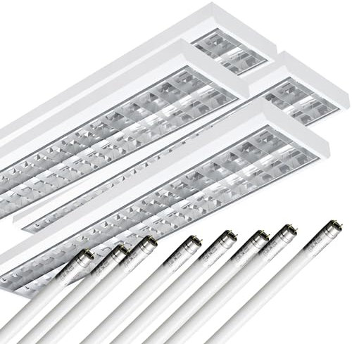 ELG Leuchten 4x LED Rasteranbauleuchte 150cm 2-flammig inkl. 8x 24 Watt 4000lm (6500K) (Tageslicht) 166 lm/W Daylight Büroleuchte Deckenleuchte Rasterleuchte optional Pendelleuchte