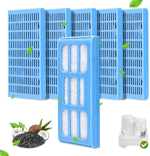 Filtre Fontaine Eau Chat, Pack de 6 Filtres à Triple Action pour Abreuvoir pour À Eau pour Chat 2L, Lot de 6 filtrantes de Rechange pour Chien et Chat, Filtre à Eau De Remplacement à Triple Action