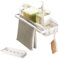 EACHPT Spülbecken Organizer, Spülbecken Caddy Organizer,Küchen Organizer mit Abnehmbarer Abflusspfanne, Abnehmbare Trennwände, Installation einfügen Schwammhalter küche Spüllappenhalter(Weiß)
