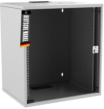 Bemacom Netzwerkschrank - Serverschrank 19 Zoll 12HE - Server-Racks für Wandmontage - EDV-Gehäuse mit Traglast 60kg - 400 x 540 x 595 mm Grau