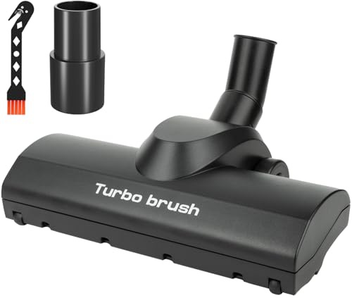 Portek Turbo Brush Head for 1-1/4 and 1-3/8 Vacuum Cleaners, Air-Driven Floor Nozzle Attachment with Adapter and Cleaning Tool for Pet Hair Removal on Carpets and Hard Floors