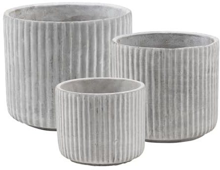 RestBerry Fero 3er Set - Moderne Beton-Pflanzgefäße für den Innenbereich, handgefertigt, robust und langlebig, perfekt für Wohn- und Arbeitsräume (grau)