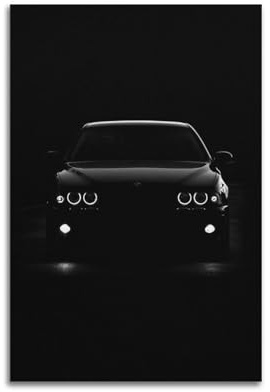 YQXTRB Deutsches Auto-Poster M5 E39 Schwarz-Weiß-Kunst-Poster Dekoratives Gemälde Leinwand Wandposter und Kunstbilddruck Modernes Familienschlafzimmerdekor Poster 30 x 45 cm (12 x 18 Zoll)