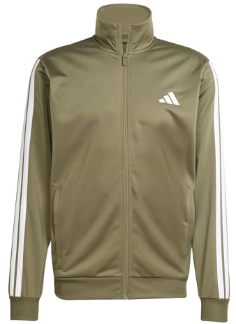 adidas Uomo Sportswear Basic 3 Stripes Tricot Track Suit, olive strata/white, XS