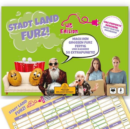 Stadt Land Furz - WG Edition | Reisespiele | DIN A4 | Partyspiel | Einzugsgeschenk Wohnung | Stadt Land Fluss | Spielabend