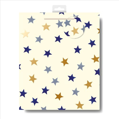 Emma Bridgewater Blue Stars Large Gift Bag Gift Wrapping Accessory 614057 by Woodmansterne