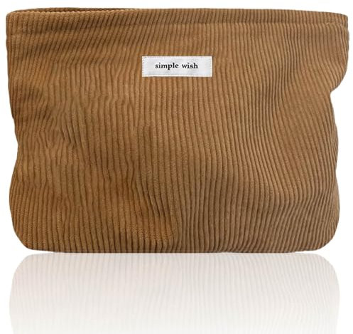 Tcdwla Kosmetiktasche, Kulturtasche Damen, Kulturbeutel Groß, Waschtasche Cord, Makeup Bag, Multifunktionaler für Schule, Reisen, Strand, Einkaufen (Kamelfarbe)
