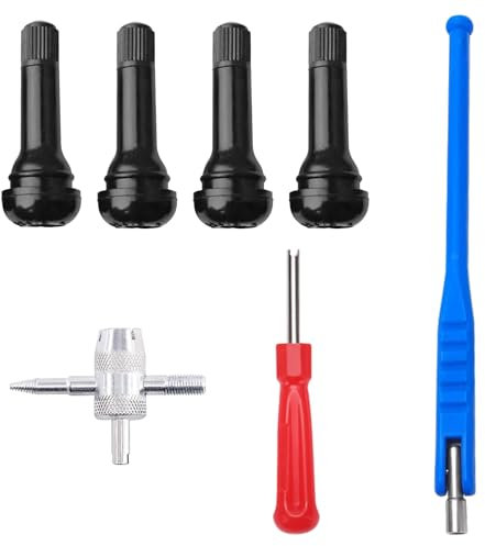 Kioiner 7 Pezzi Set di Attrezzi per Valvole Pneumatici, Strumento di Riparazione per Pneumatici, Smontavalvole, Chiave per valvola, TR414 Valvola della Gomma, für Auto, Motorrad