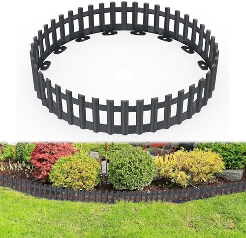 NAIZY Rasenkante Kunststoff 12 Stück Beeteinfassung Biegbarer Pflasterkante mit Erdanker Beetumrandung Mähkante Plastikzaun für Garten Rasen Dekorativ, Anthrazit (12 Stück/516cm)