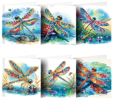 6 Stück Diamond Painting Karten Set für Kinder Erwachsene DIY Diamond Painting Grußkarten Wichtel Deko Frühling Geburtstagskarten Geschenk Diamant Painting Basteln für Geburtstag Frühling Deko (A)