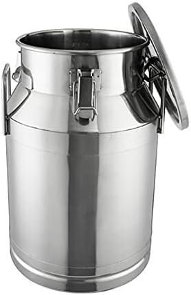 Edelstahl-Milcheimer-Gärbehälter, Milchkanne aus Edelstahl 304, 15–60 l, Milcheimer, Weineimer, Flüssigkeitsbehälter mit drei Verschlussschnallen for Lagerung und Transport Eingedickter(20L(32x40cm))