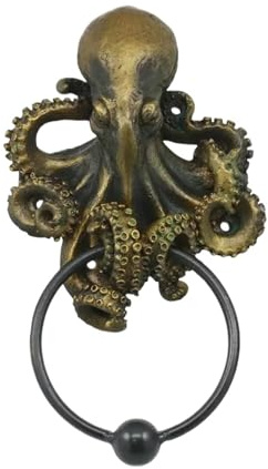 Krake Schädel Türklopfer Einzigartiger Türschlagtuch für Haustür Hänger Innendekoration (13 x 11 cm)