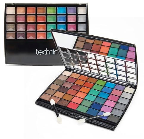 Technic 48 Eyes Eyeshadow Palette - Matte and Shimmer Shades | Highly Pigmented, Matte and Shimmer Finishes, Mirror Included