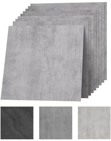 Suelo de PVC autoadhesivo de 30 x 30 cm, aspecto de piedra, efecto de vinilo, laminado de vinilo, impermeable y duradero, para salón, cocina, baño, balcón, gris, 20 azulejos de 1,8 m²