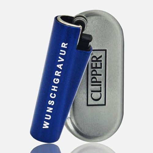 Clipper Feuerzeug mit Gravur – Personalisierbares Geschenk für Männer & Frauen – Individuelles Feuerzeug als Geburtstagsgeschenk, Jahrestag, (Blau)