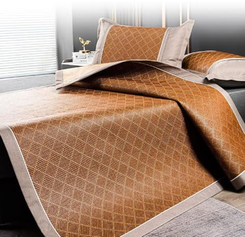 AVSMGP Faltbare Bambusmatte Fürs Bett, Kühlmatratze Kühlende Sommermatratze – Waschbar, rutschfest, Faltbar – Flachgewebetechnologie – Für Zuhause, Hotel, Schlafsaal, Bei Hitze Im Schlaf,150 * 200CM
