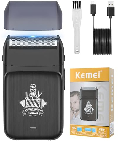 KEMEI Elektrorasierer aus Aluminiumfolie für Männer, Aluminium-Rasierer mit schwimmenden Klingen, kabelloser Bartrasierer für verblassende Haut, wiederaufladbar durch