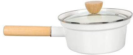 LAPYAPPE Enamel Milk Pot Multifunctional Cooking Pot Glass Cover for Daily Use in Kitchen and Easy to Clean