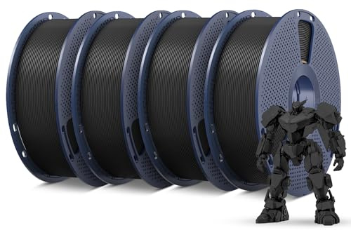 SUNLU 4KG PETG Filament 1.75 mm, 3D Drucker Filament PETG Schwarz | Hohe Festigkeit & Zähigkeit PETG 1KG Spule (2,2 lbs) für Meisten 3D Drucker, Maßgenauigkeit +/- 0,02mm, Schwarz 4000g