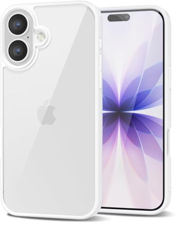 LoeoeL for iPhone 17 Case Clear, Transparent Hybrid iPhone 17 Phone Case [Hard Plastic & Soft Silicone Bumper] Acrylic Non Yellowing Thin Slim Protective Cover for Women, White